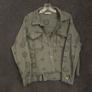 Made In Italy Green Eyelet Jacket